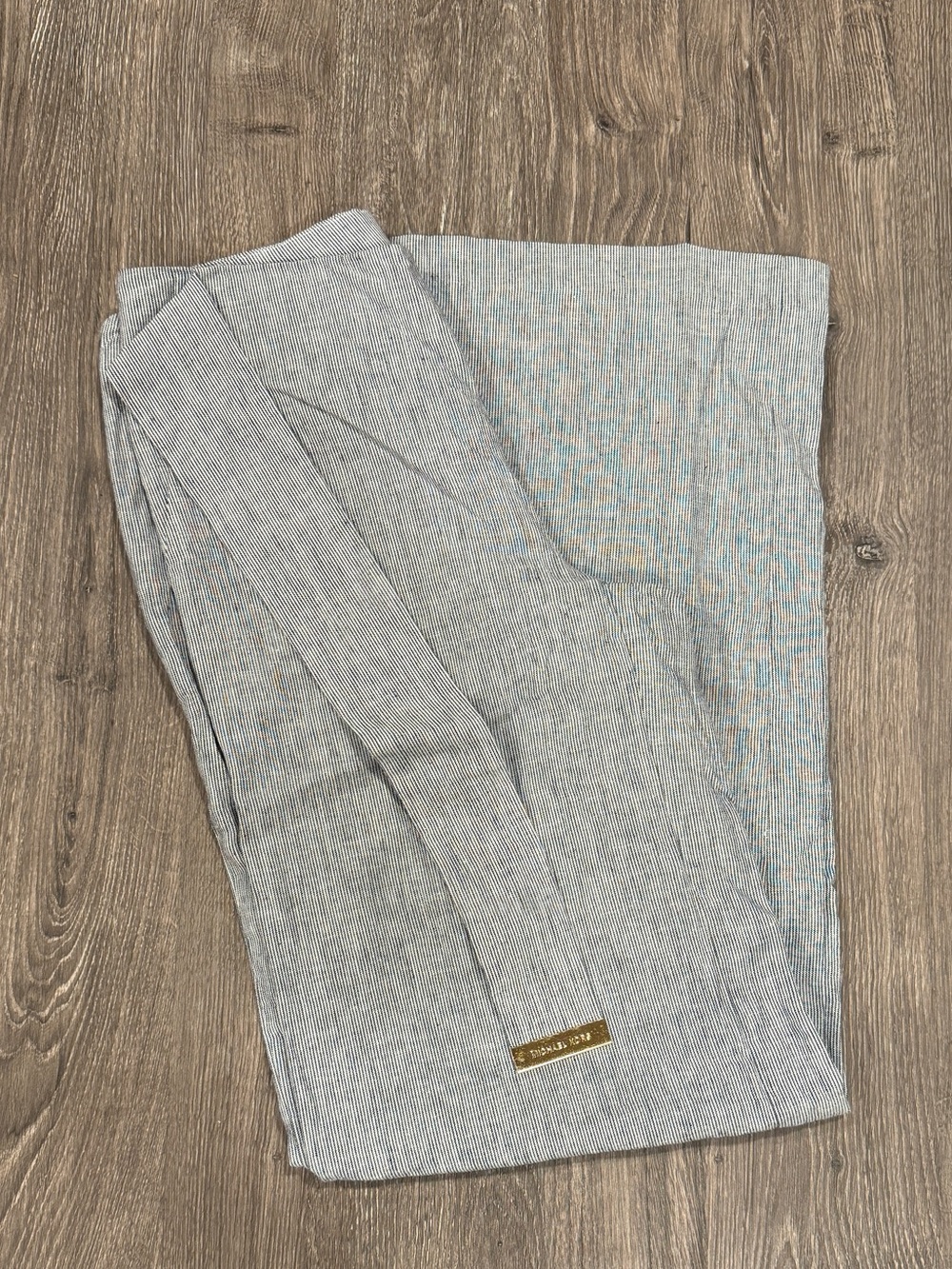 Michael Kors Pants Womens Blue White Striped Tie-Waist Linen Cotton Wide Leg